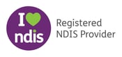I heart NDIS Registered provider logo - Long